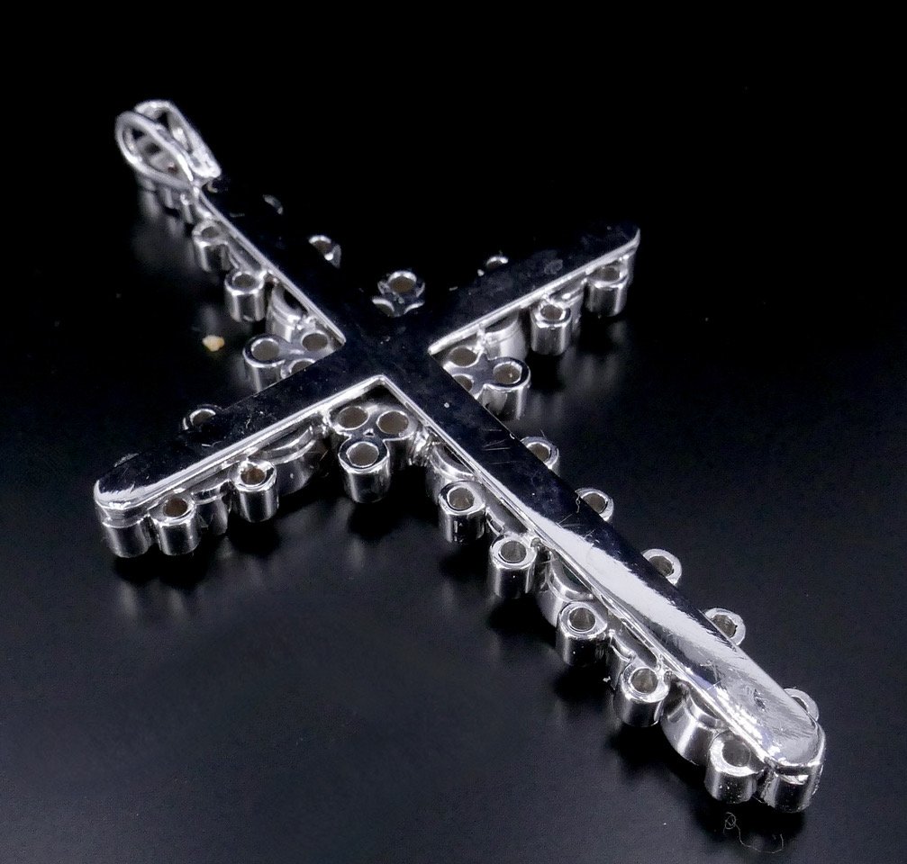 White Gold Cross With Diamonds, Rubies, And Emeralds -photo-4