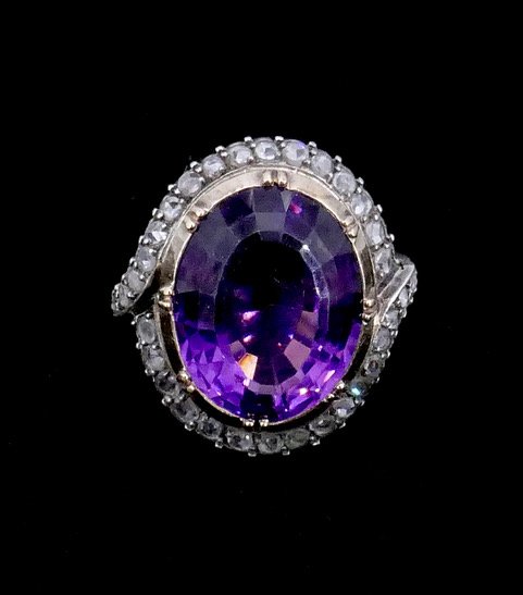 Bague Amethyste roses XIX ème siècle -photo-2
