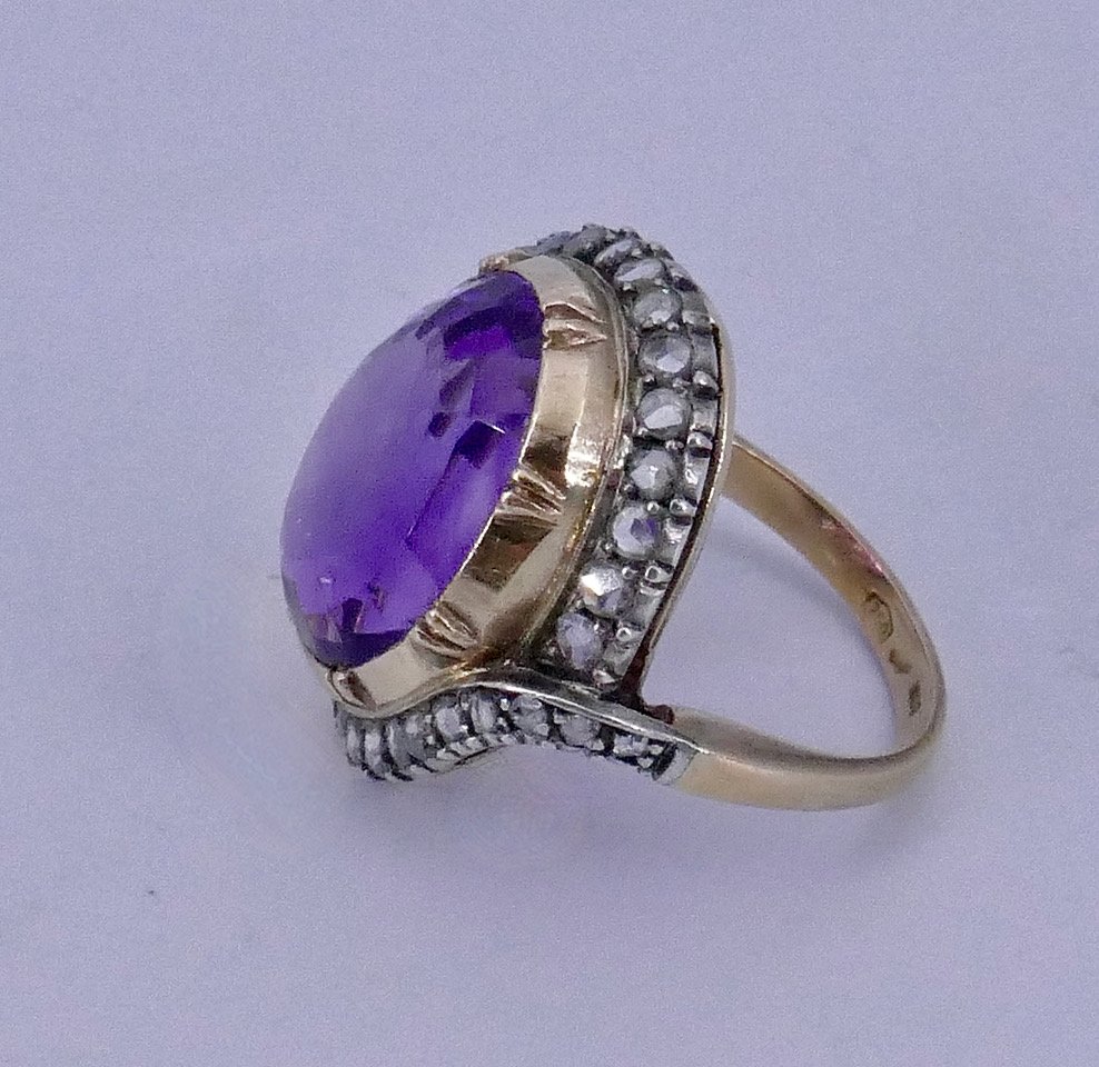 Bague Amethyste roses XIX ème siècle -photo-3