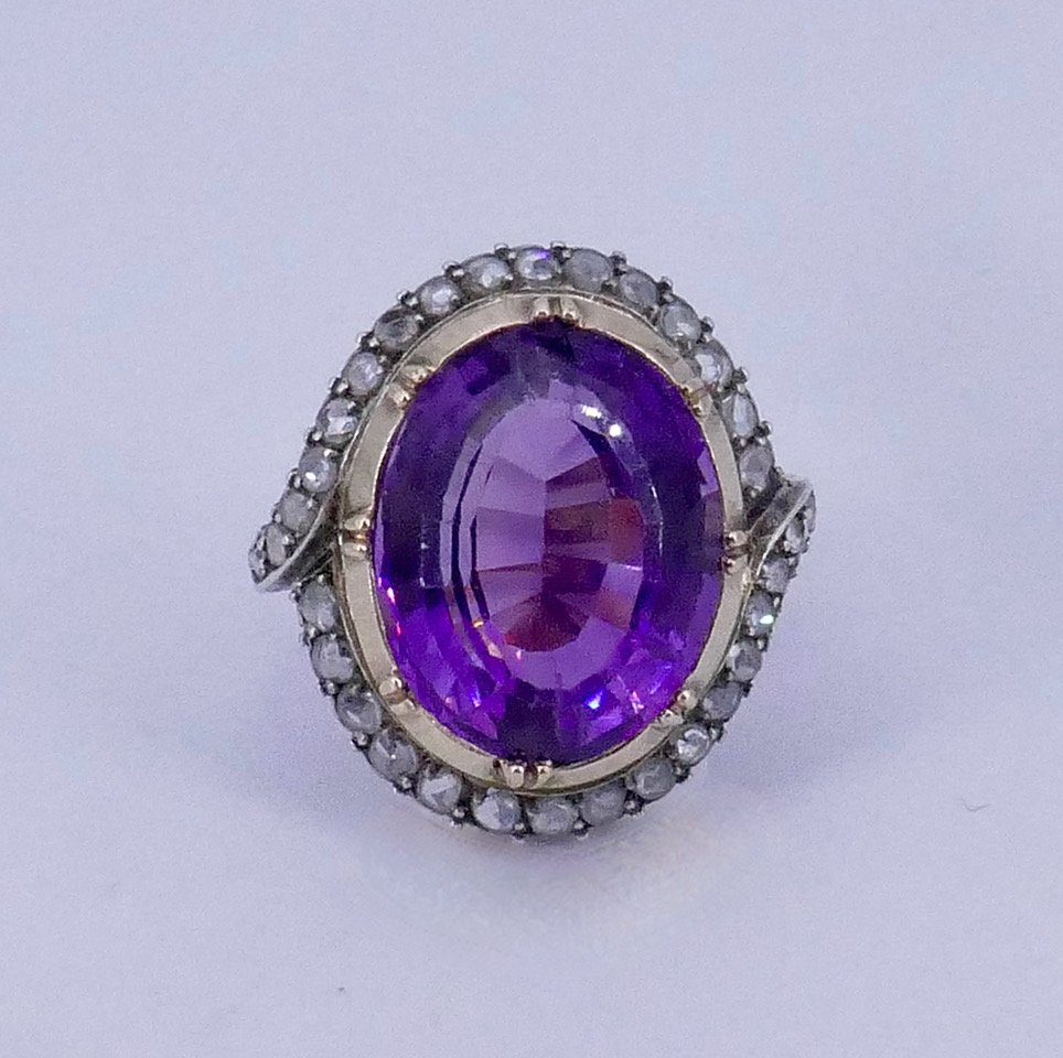 Bague Amethyste roses XIX ème siècle -photo-2
