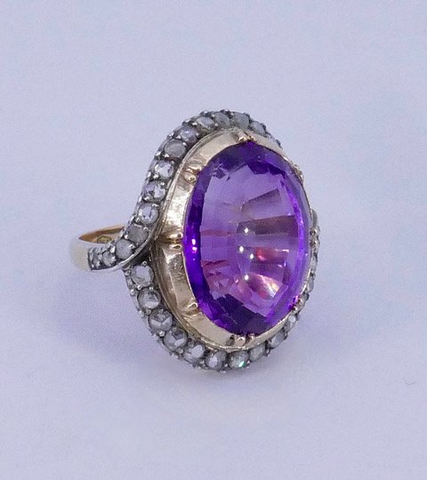 Bague Amethyste roses XIX ème siècle -photo-3