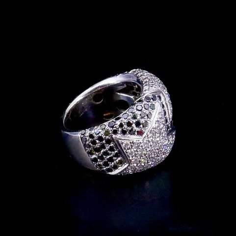 Bague bandeau pavage diamants étoiles -photo-4