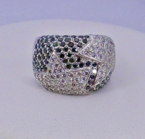 Bague bandeau pavage diamants étoiles -photo-1