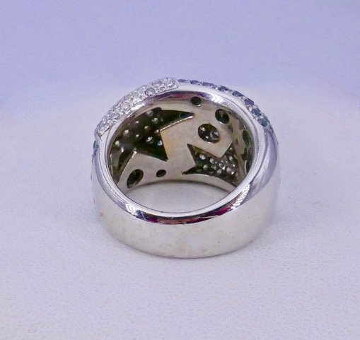 Bague bandeau pavage diamants étoiles -photo-2
