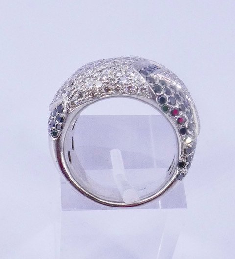 Bague bandeau pavage diamants étoiles -photo-3