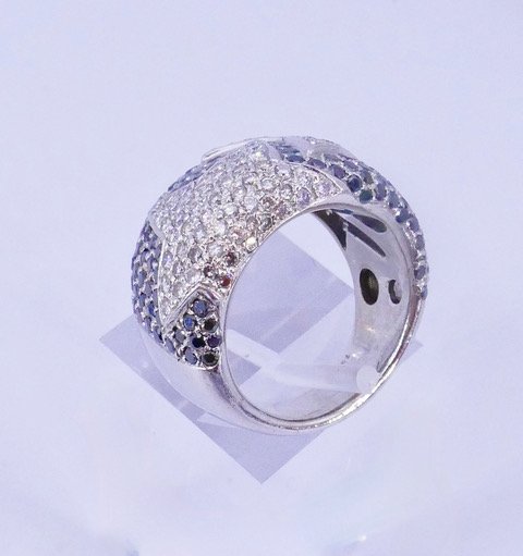 Bague bandeau pavage diamants étoiles -photo-4