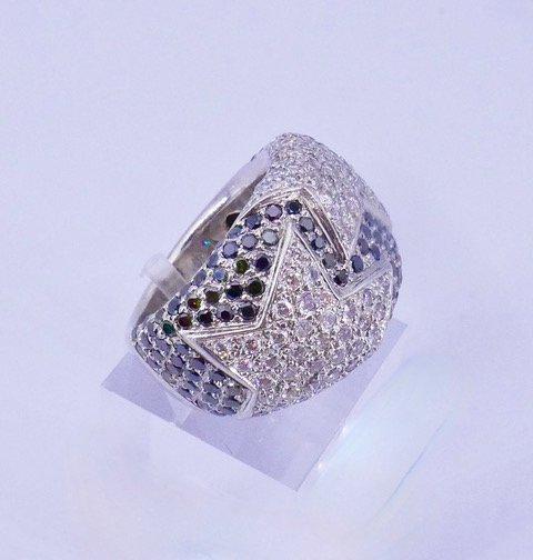 Bague bandeau pavage diamants étoiles -photo-5