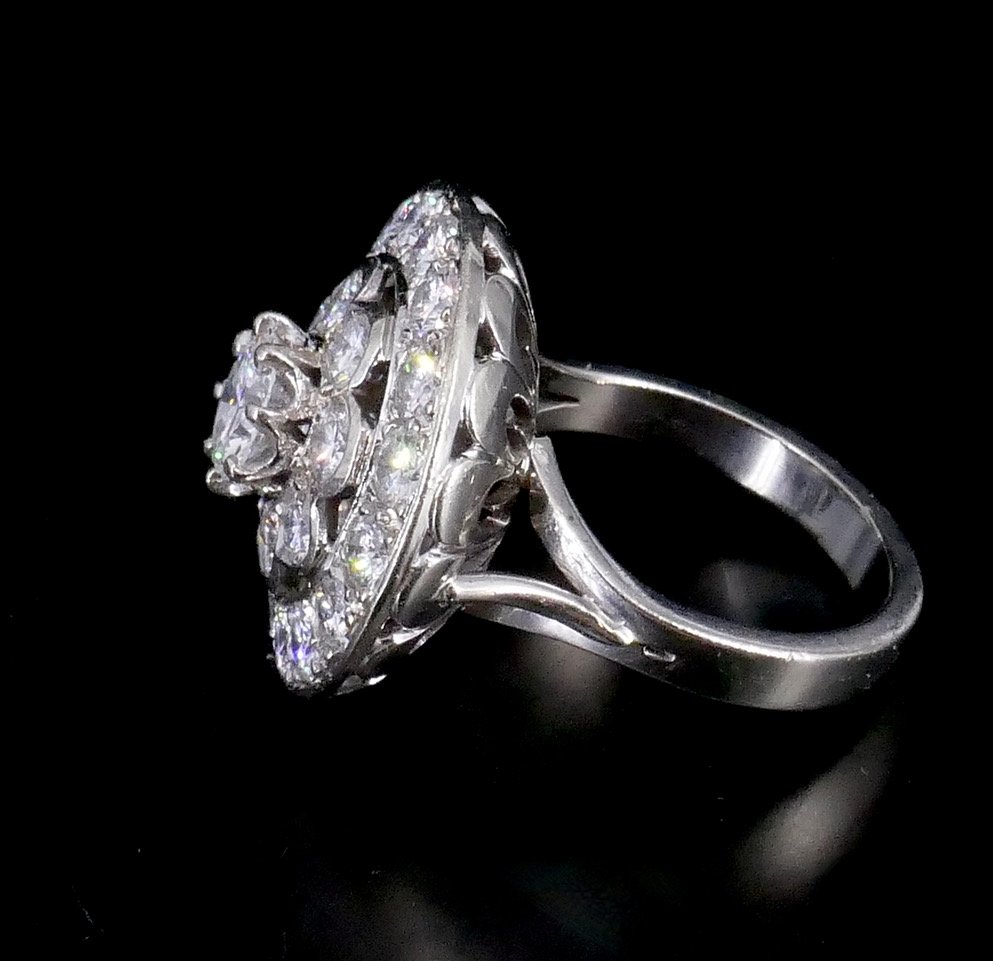 Bague marguerite or blanc diamants -photo-2