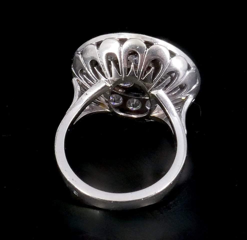 Bague marguerite or blanc diamants -photo-3