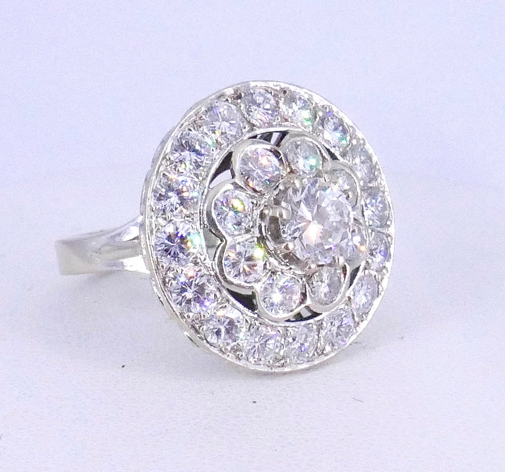 Bague marguerite or blanc diamants -photo-1