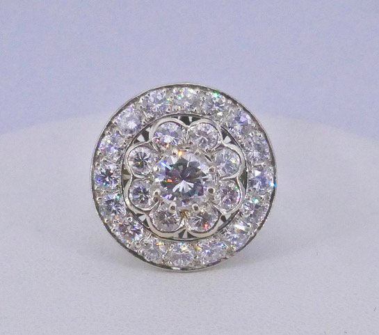 Bague marguerite or blanc diamants -photo-2