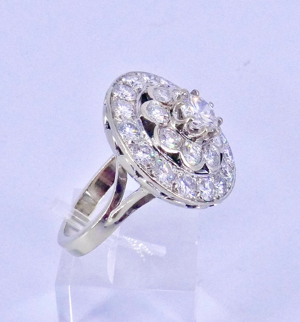 Bague marguerite or blanc diamants -photo-5