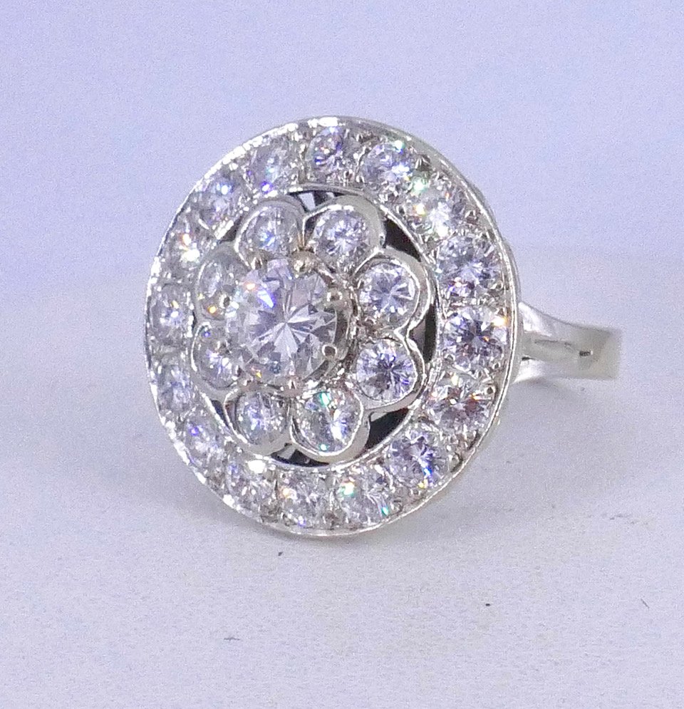 Bague marguerite or blanc diamants -photo-6