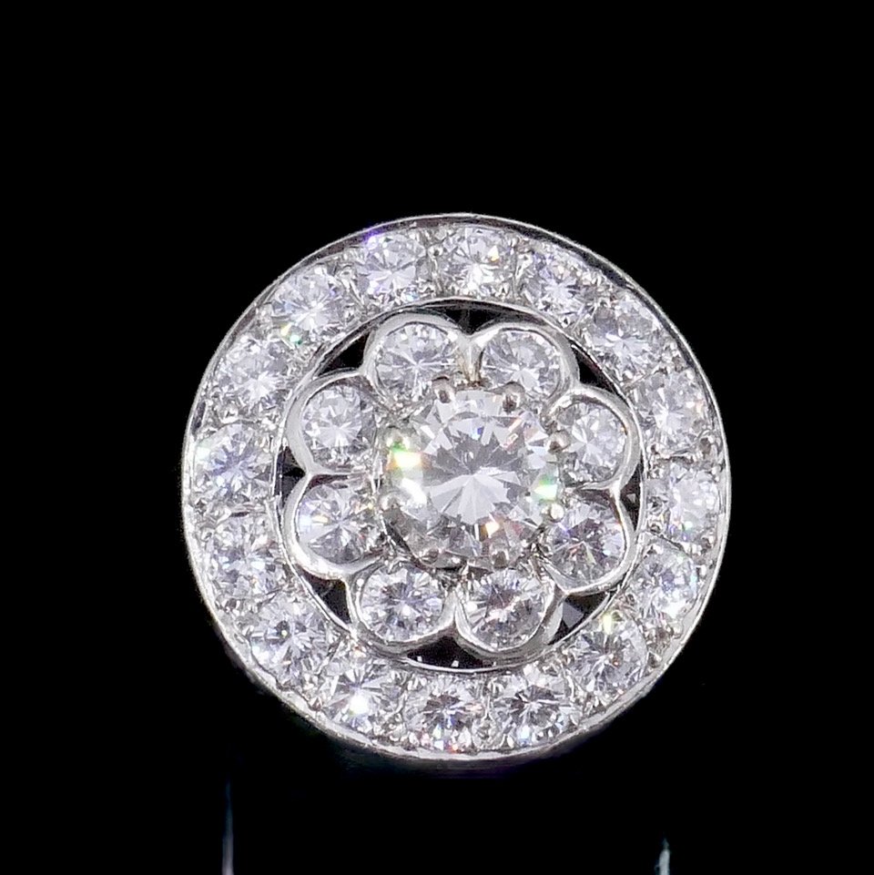Bague marguerite or blanc diamants 