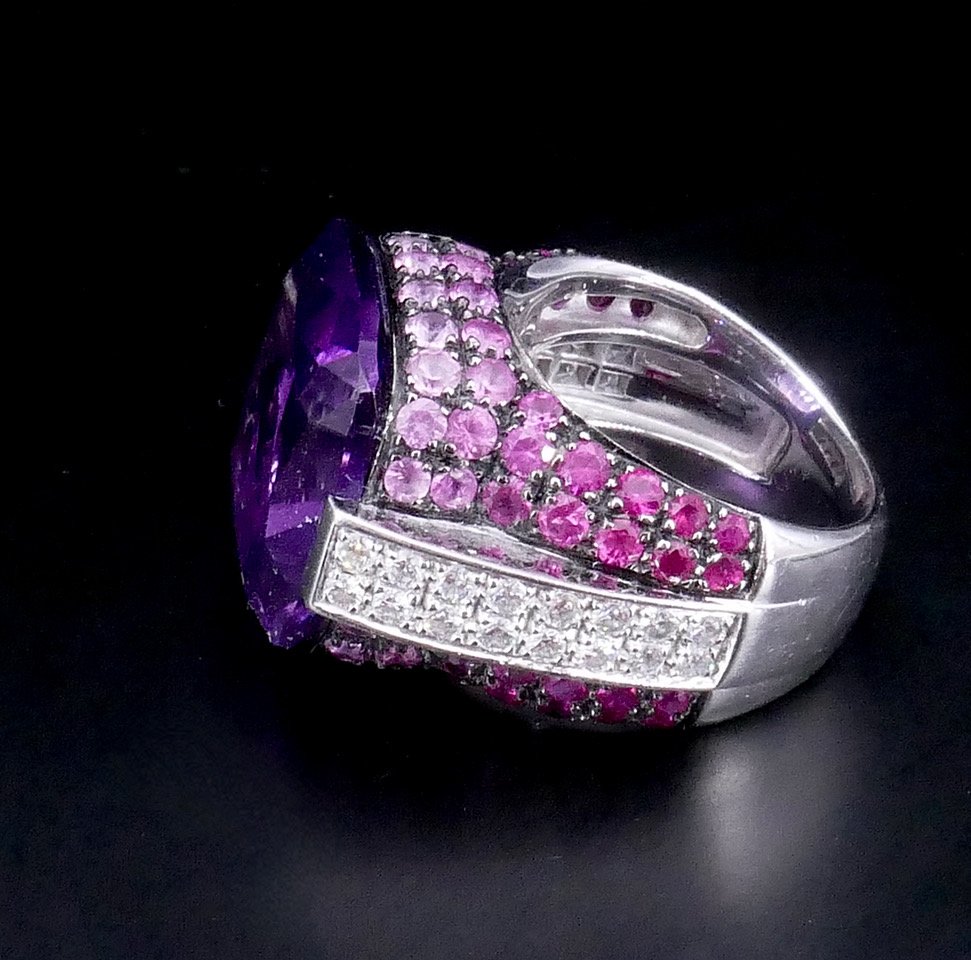 Amethyst, Ruby, Sapphire, And Diamond Ring -photo-4