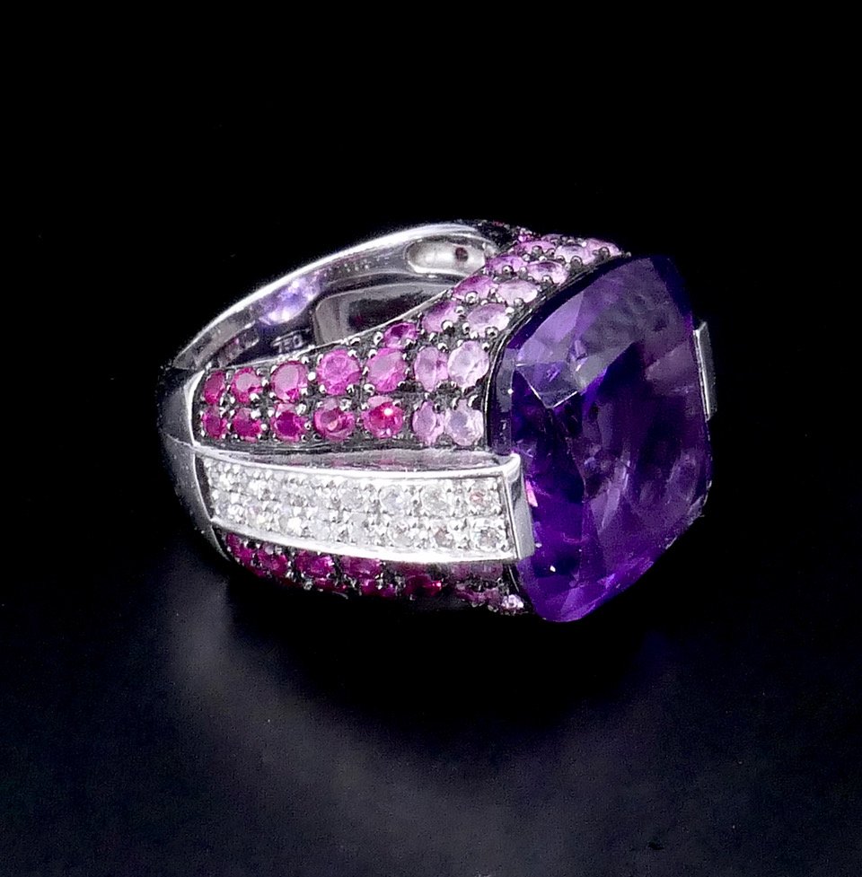 Amethyst, Ruby, Sapphire, And Diamond Ring -photo-1