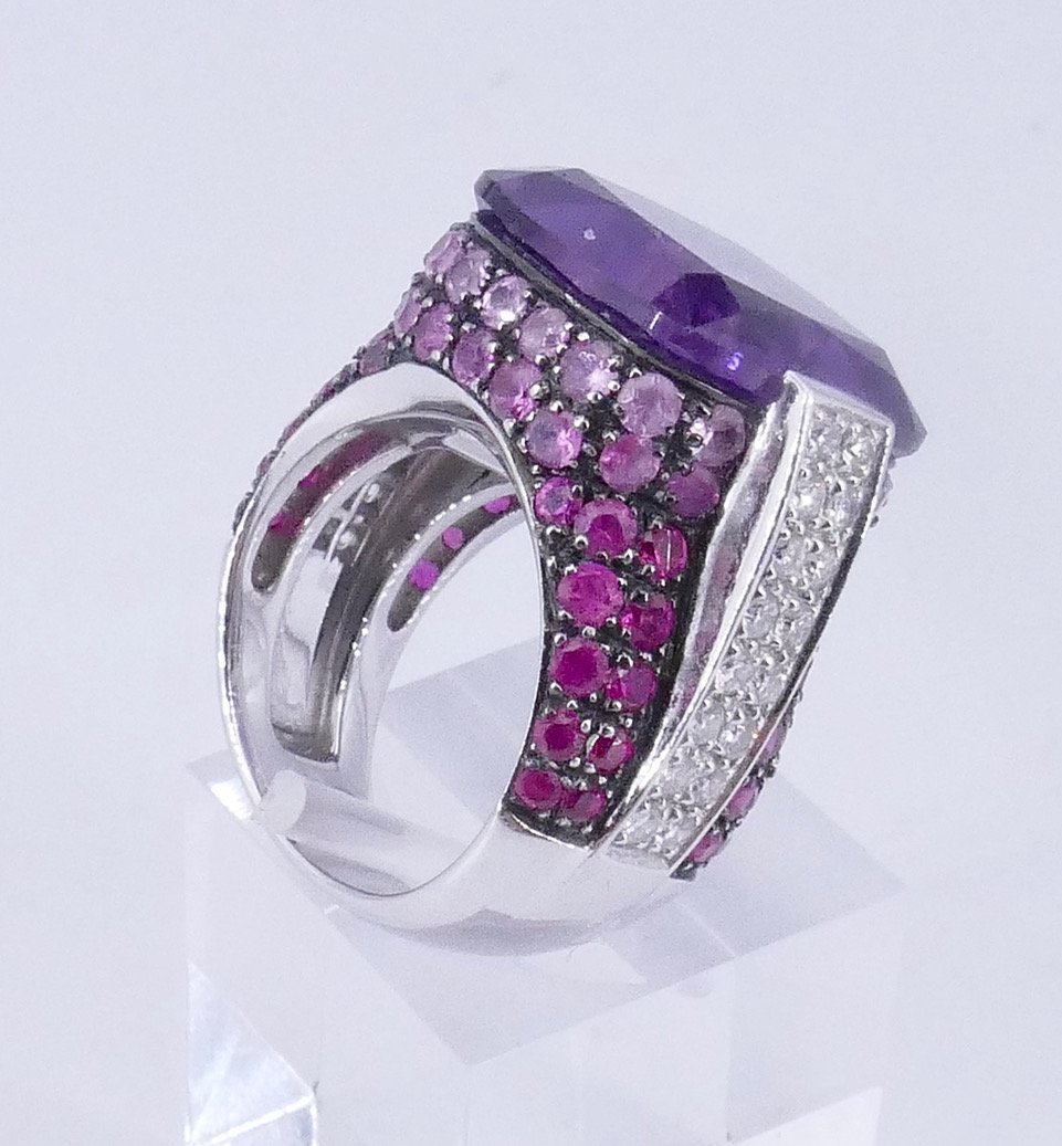 Amethyst, Ruby, Sapphire, And Diamond Ring -photo-3