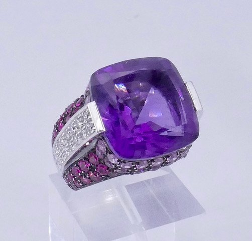 Amethyst, Ruby, Sapphire, And Diamond Ring -photo-4