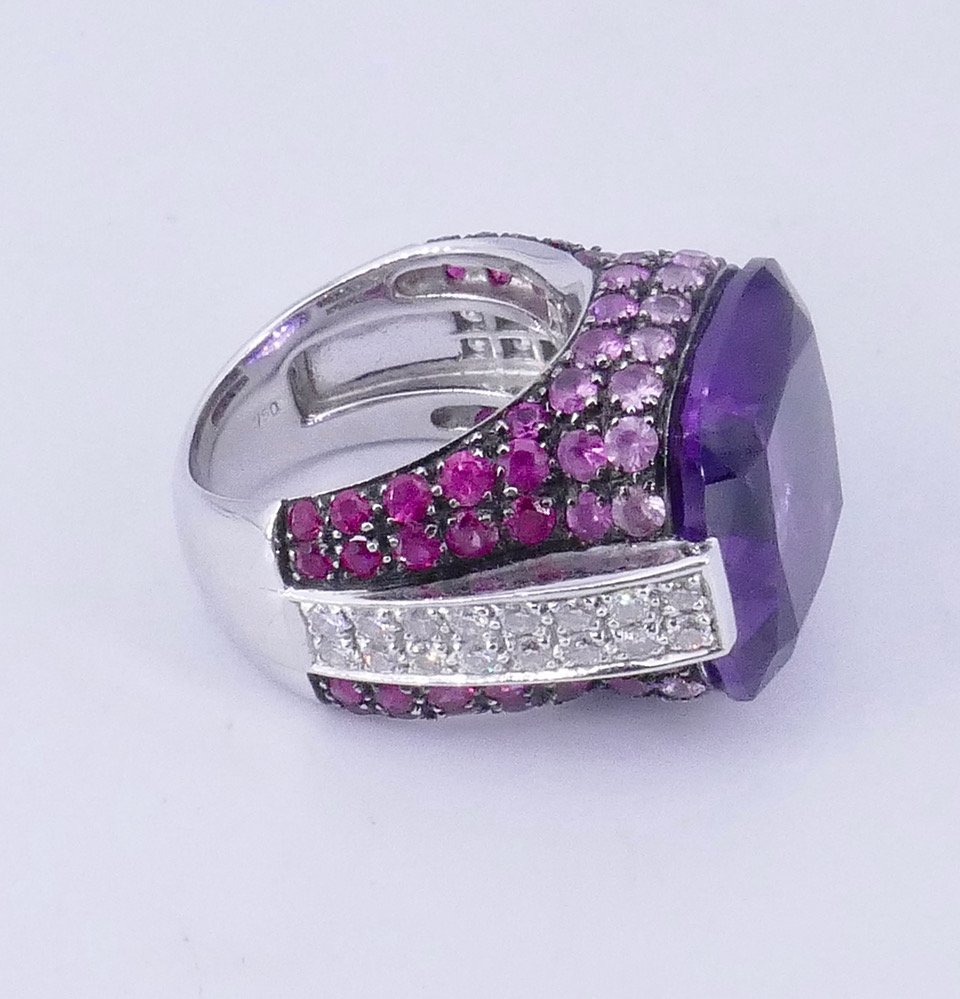 Amethyst, Ruby, Sapphire, And Diamond Ring -photo-5