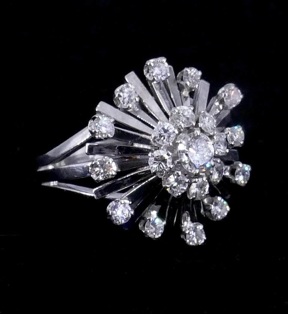 Bague Étoile or blanc diamants 1960-photo-2