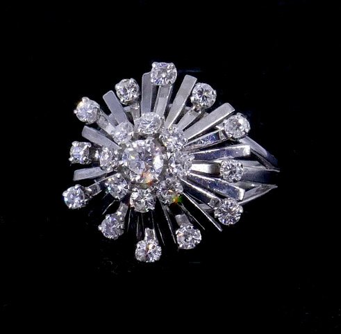 Bague Étoile or blanc diamants 1960-photo-3