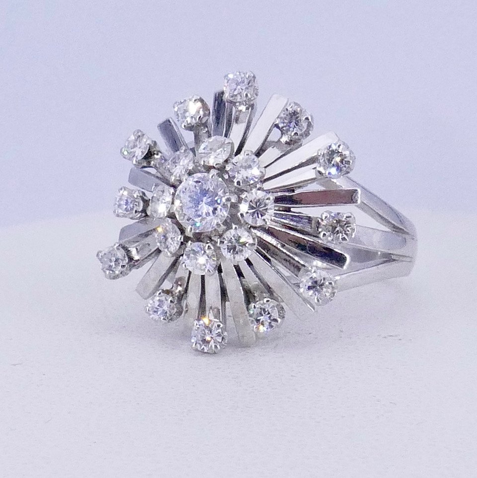 Bague Étoile or blanc diamants 1960-photo-2