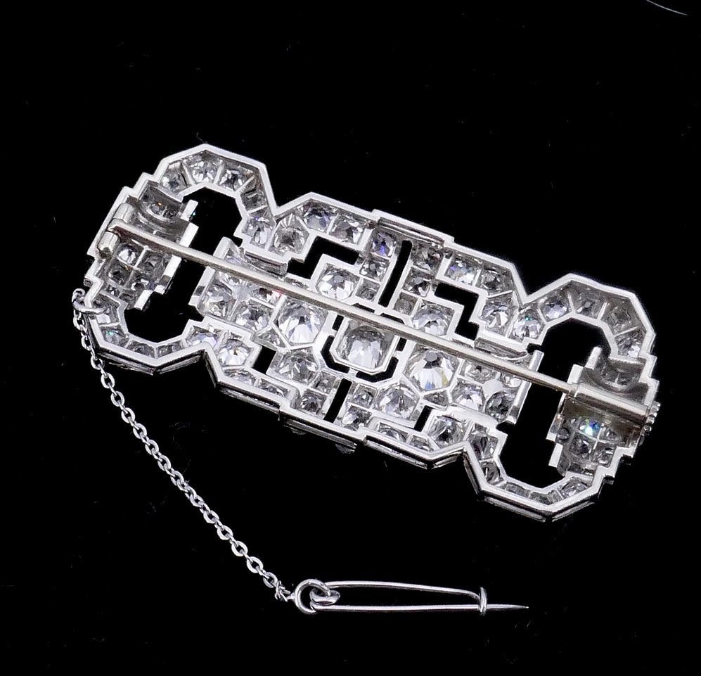 Art Deco Platinum Diamond Brooch -photo-2