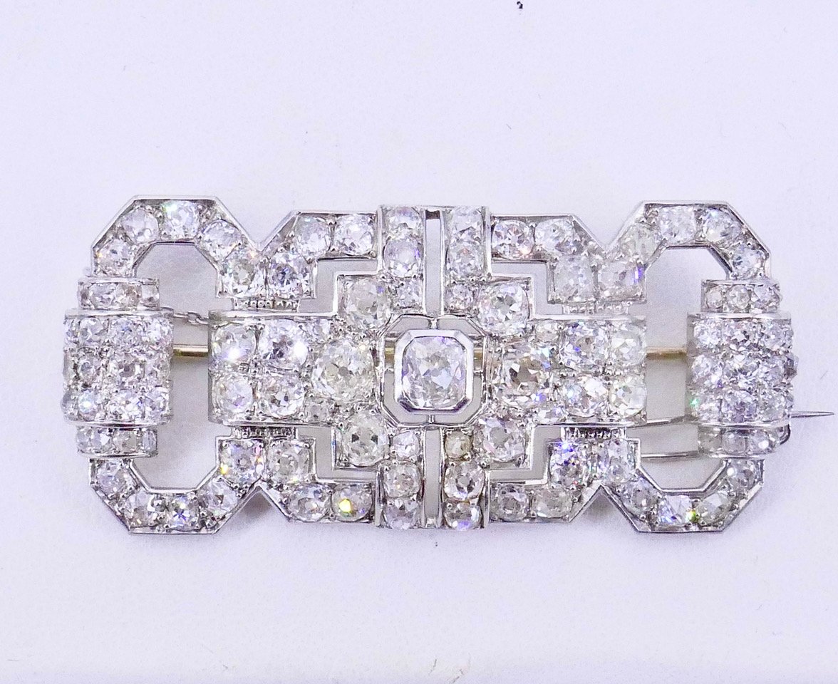 Art Deco Platinum Diamond Brooch -photo-1