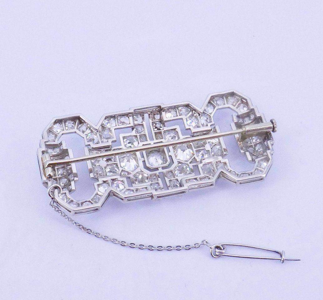 Art Deco Platinum Diamond Brooch -photo-2