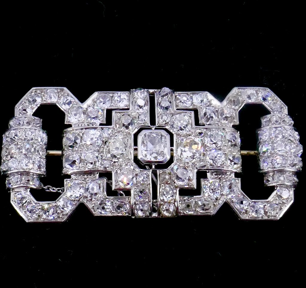Art Deco Platinum Diamond Brooch 
