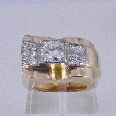 18k Gold, Platinum, And Diamond Tank Ring -photo-1