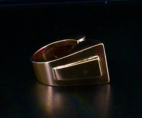 Gold Tank Ring With Verneuil Rubies -photo-3