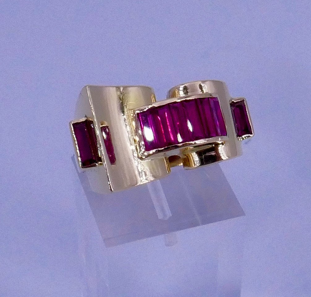 Gold Tank Ring With Verneuil Rubies -photo-6