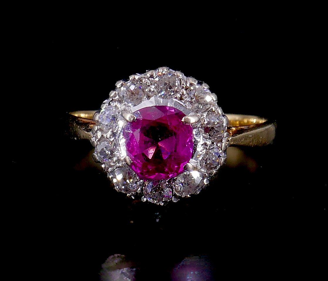 Bague marguerite or rubis birman-photo-2