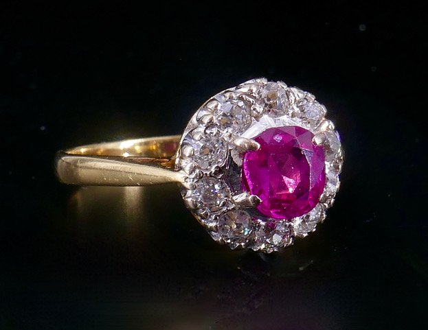 Bague marguerite or rubis birman-photo-3