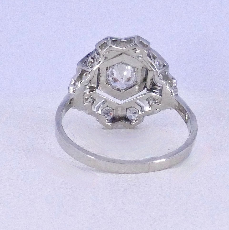 Art Deco Platinum Ring With Diamonds -photo-2