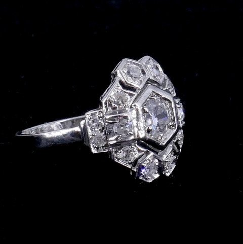 Art Deco Platinum Ring With Diamonds -photo-1