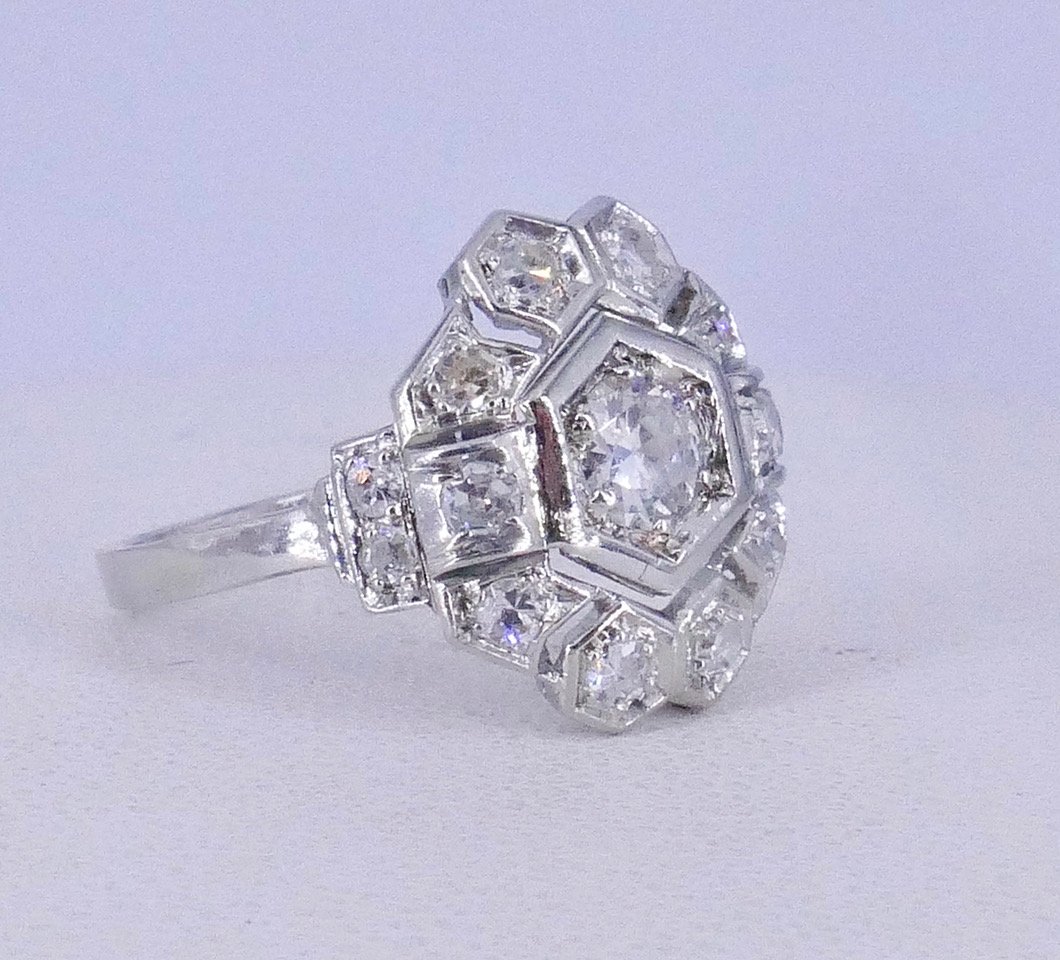 Art Deco Platinum Ring With Diamonds -photo-2