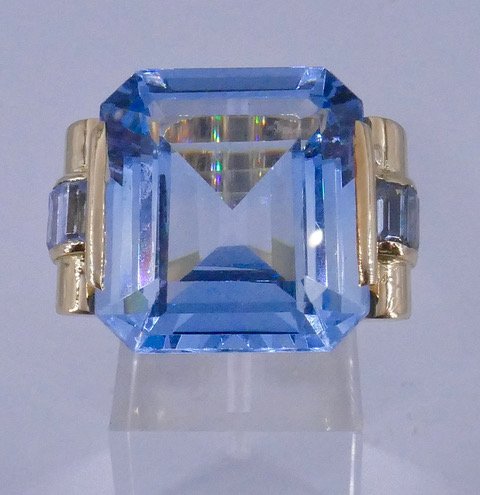Tank Ring With Synthetic Blue Spinels-photo-2