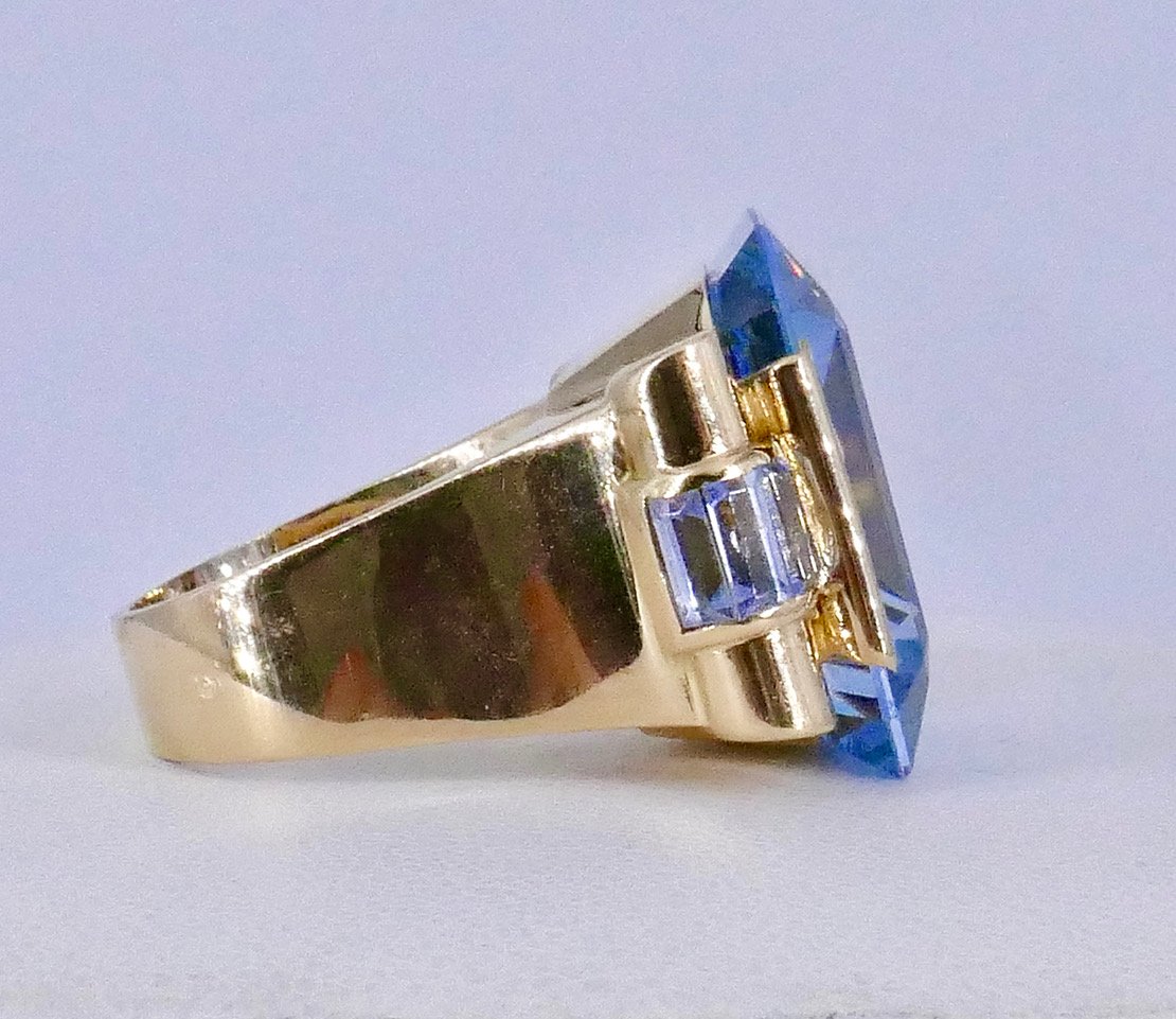 Tank Ring With Synthetic Blue Spinels-photo-4