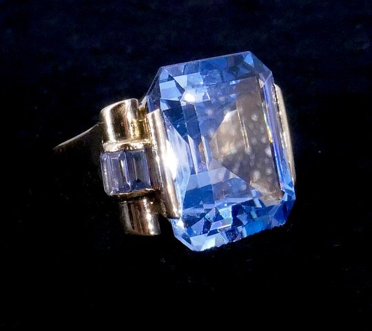 Tank Ring With Synthetic Blue Spinels-photo-3
