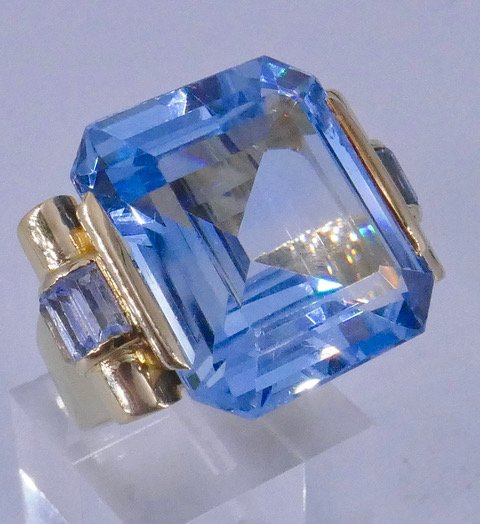Tank Ring With Synthetic Blue Spinels