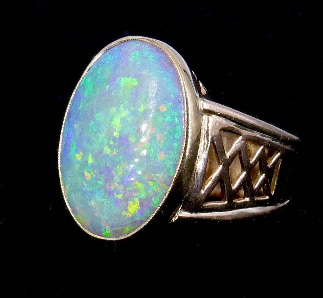 Bague opale or jaune 1950/60-photo-3