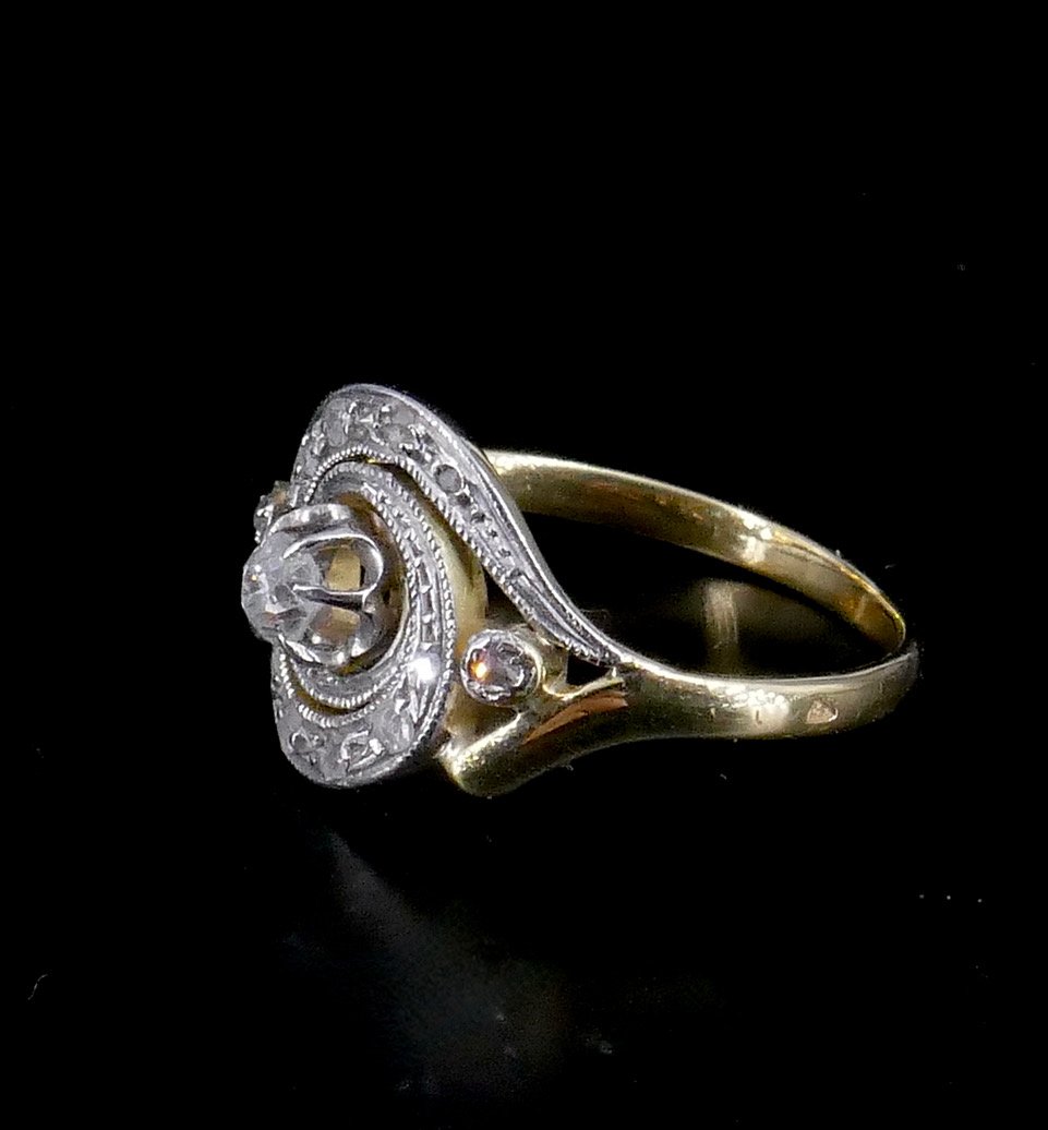 Platinum Gold Tourbillon Ring With Diamonds -photo-2