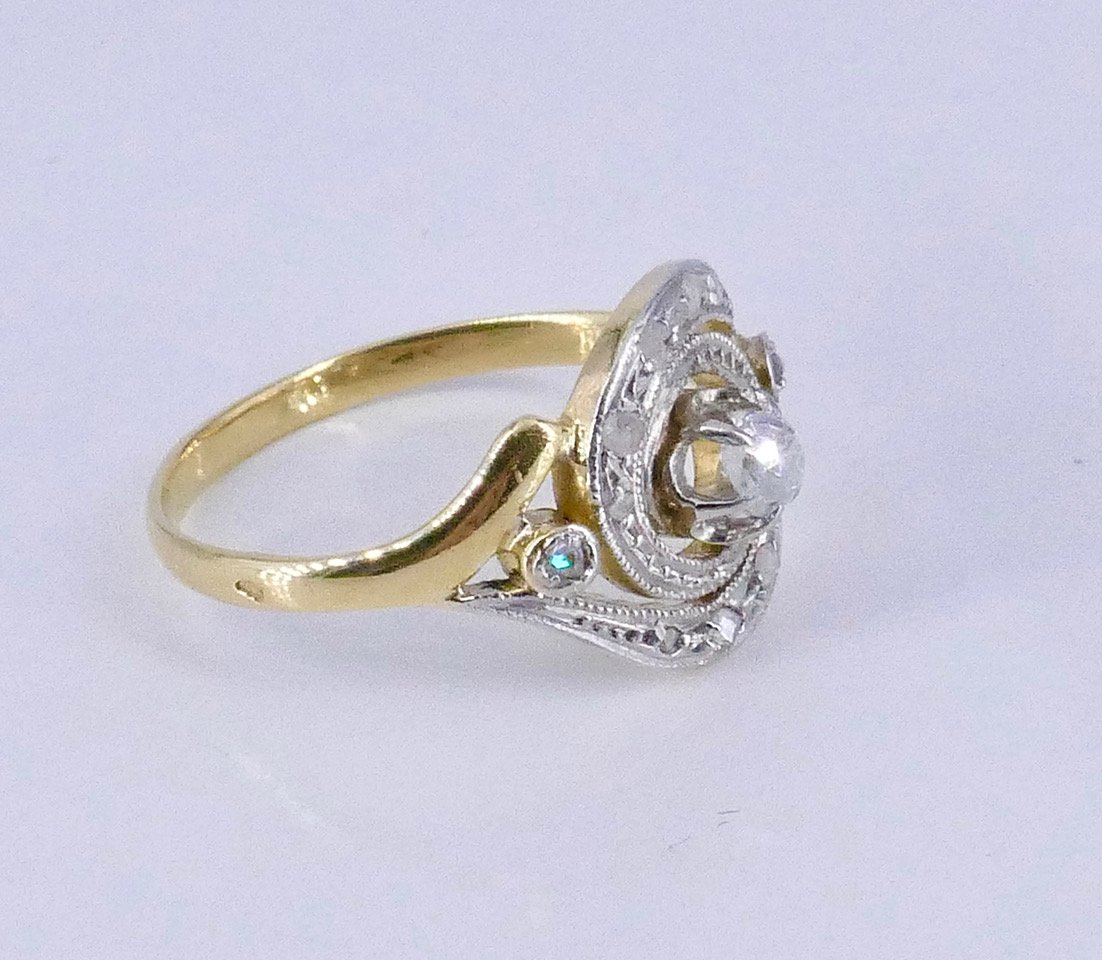 Platinum Gold Tourbillon Ring With Diamonds -photo-1