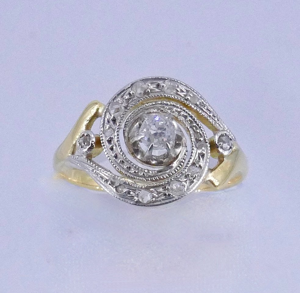 Platinum Gold Tourbillon Ring With Diamonds -photo-3