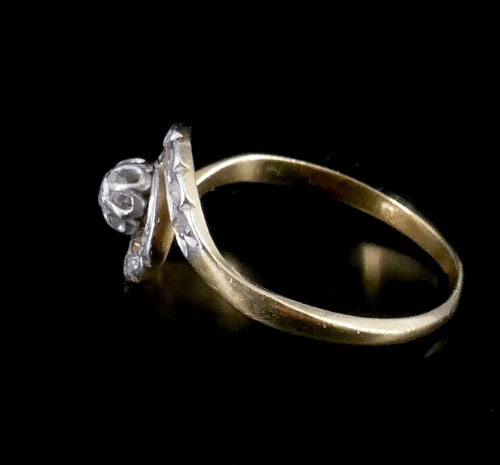 Bague tourbillon fin XIX ème or diamants -photo-2