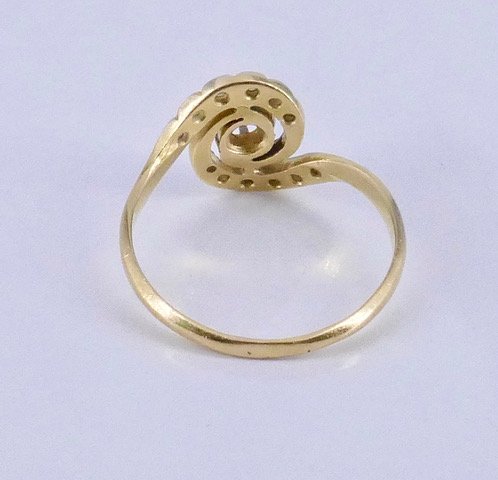 Bague tourbillon fin XIX ème or diamants -photo-1
