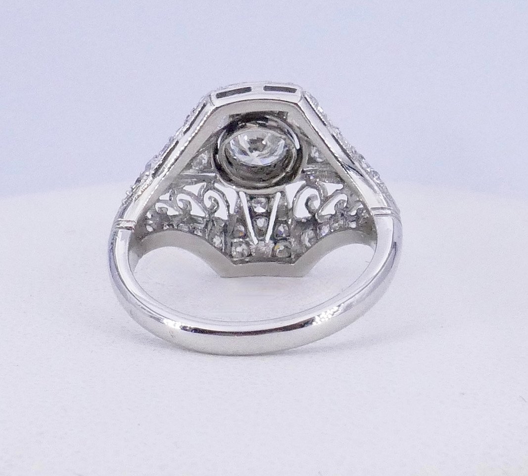 Bague Dôme Art déco platine diamants -photo-4