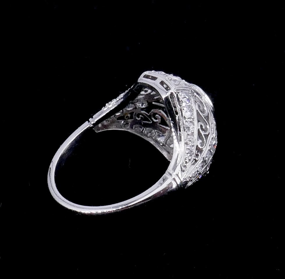 Bague Dôme Art déco platine diamants -photo-4